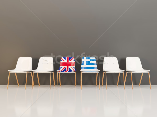 Chairs with flag of United Kingdom and greece Stock photo © MikhailMishchenko