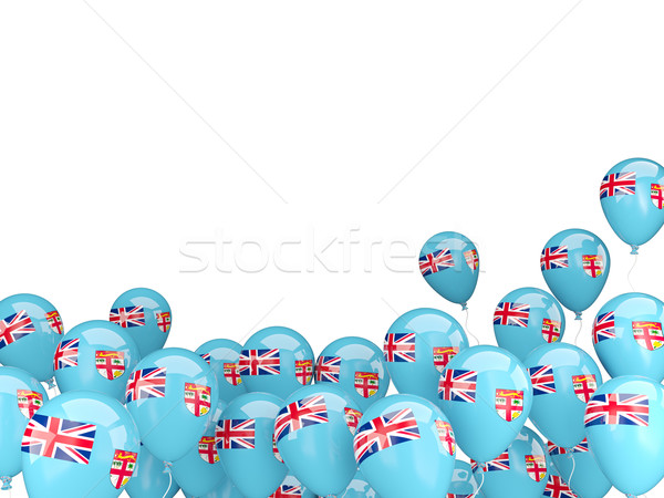 Stockfoto: Vliegen · ballonnen · vlag · Fiji · geïsoleerd · witte