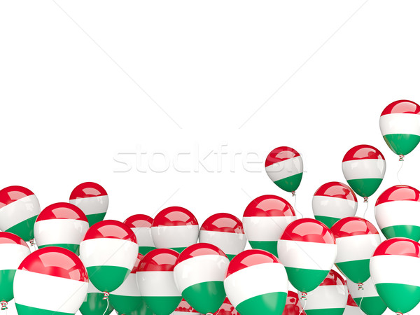 Zdjęcia stock: Pływające · balony · banderą · Węgry · odizolowany · biały