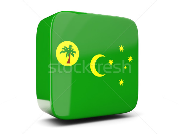 Square icon with flag of cocos islands square. 3D illustration Stock photo © MikhailMishchenko