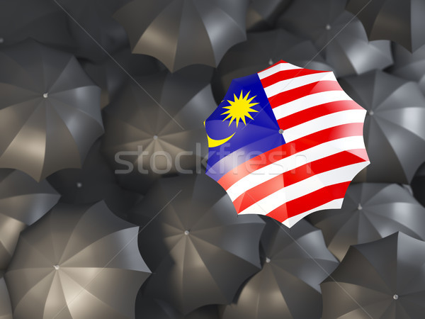 Paraplu vlag Maleisië top zwarte parasols Stockfoto © MikhailMishchenko