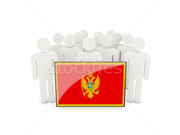 Ludzi banderą Czarnogóra odizolowany biały tłum Zdjęcia stock © MikhailMishchenko