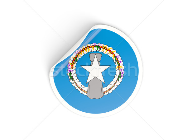 Stock photo: Round sticker with flag of northern mariana islands