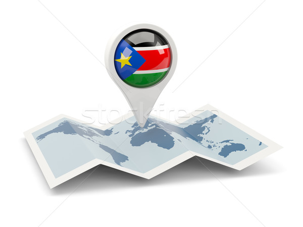 Pin bandiera meridionale Sudan mappa viaggio Foto d'archivio © MikhailMishchenko