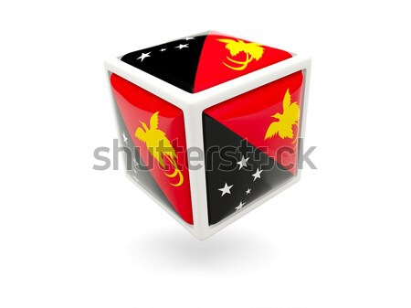 Foto stock: Bandeira · etiqueta · Papua · Nova · Guiné · isolado · branco · mundo