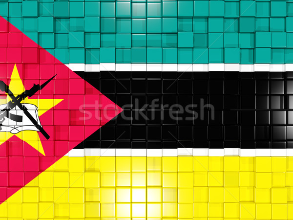 Background with square parts. Flag of mozambique. 3D illustratio Stock photo © MikhailMishchenko