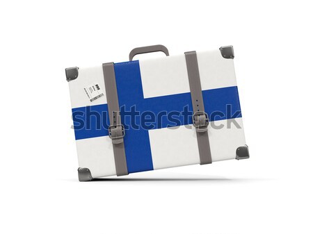 Сток-фото: Камера · флаг · Эстония · чемодан · изолированный · белый