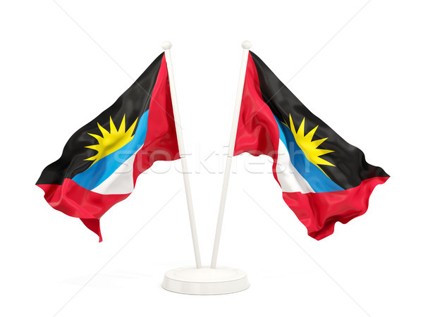 Two waving flags of antigua and barbuda Stock photo © MikhailMishchenko