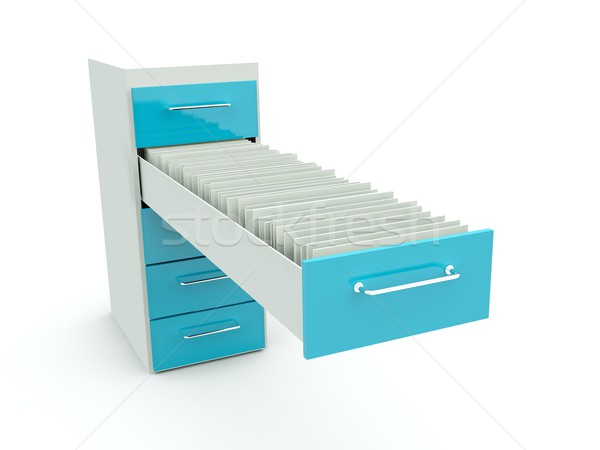 Arquivo documentos isolado branco papel azul Foto stock © MikhailMishchenko