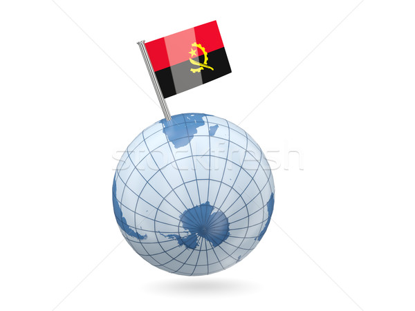 Földgömb zászló Angola kék izolált fehér Stock fotó © MikhailMishchenko