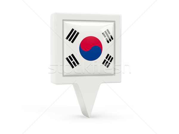 Stock photo: Square flag icon of south korea