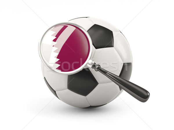 Football with magnified flag of qatar Stock photo © MikhailMishchenko