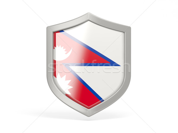 Stok fotoğraf: Kalkan · ikon · bayrak · Nepal · yalıtılmış · beyaz
