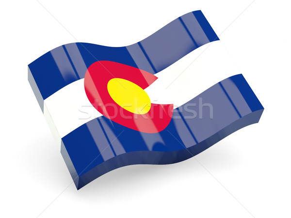 Foto stock: Bandera · ola · icono · aislado · blanco · 3d