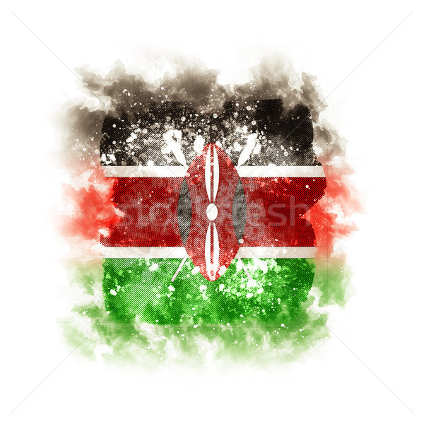 квадратный Гранж флаг Кения 3d иллюстрации ретро Сток-фото © MikhailMishchenko