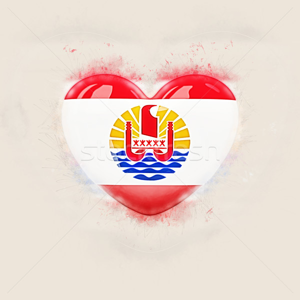 Cuore bandiera francese polinesia grunge illustrazione 3d Foto d'archivio © MikhailMishchenko
