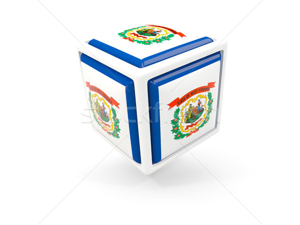 Foto stock: West · Virginia · bandeira · cubo · ícone · Estados · Unidos · local