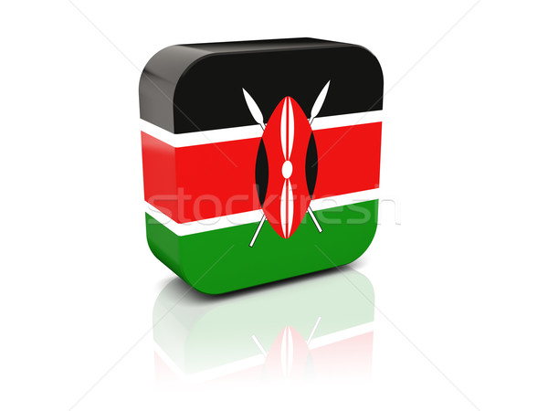Tér ikon zászló Kenya tükröződés fehér Stock fotó © MikhailMishchenko