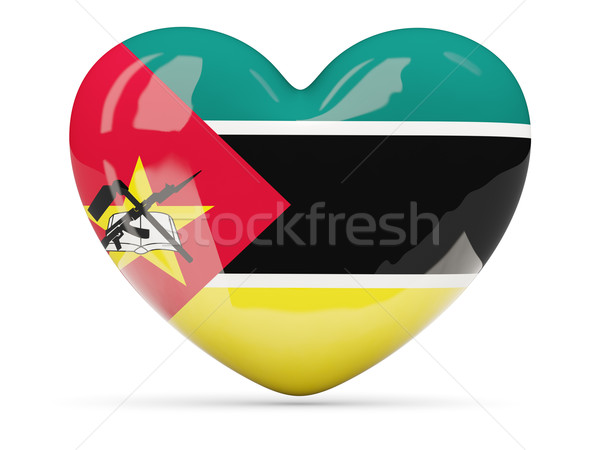 Stock fotó: Szív · alakú · ikon · zászló · Mozambik · izolált