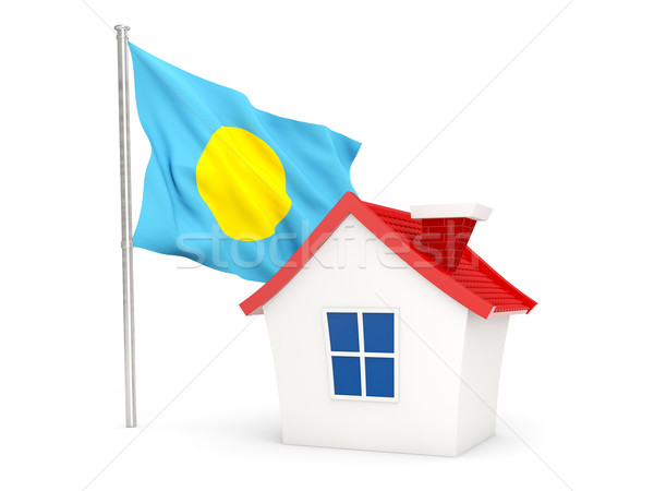 Haus Flagge Palau isoliert weiß home Stock foto © MikhailMishchenko