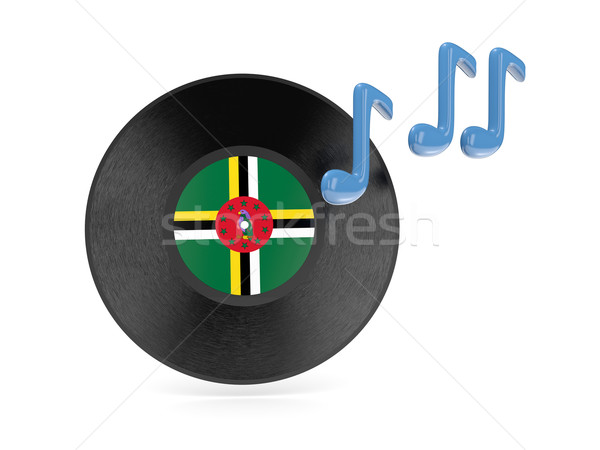 Foto stock: Vinil · disco · bandeira · Dominica · isolado · branco