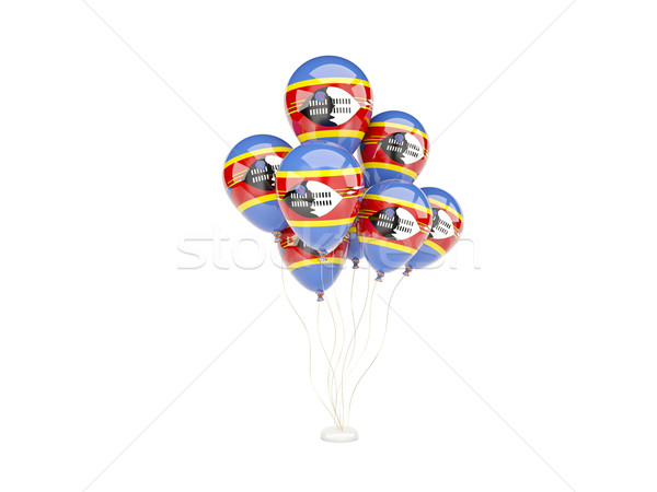 Pływające balony banderą Suazi odizolowany biały Zdjęcia stock © MikhailMishchenko