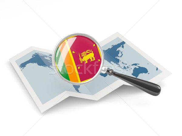 Ampliada bandera Sri Lanka mapa blanco Foto stock © MikhailMishchenko