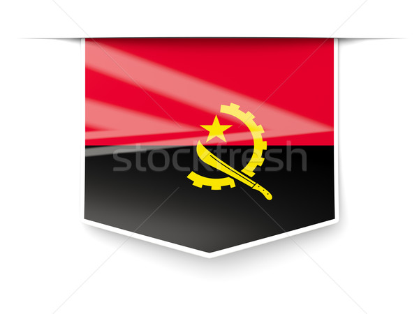 Praça etiqueta bandeira Angola isolado branco Foto stock © MikhailMishchenko