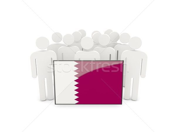 [[stock_photo]]: Personnes · pavillon · Qatar · isolé · blanche · foule