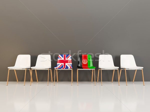 Cadeiras bandeira Reino Unido Afeganistão ilustração 3d Foto stock © MikhailMishchenko
