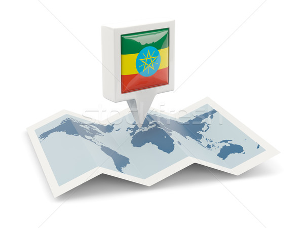 Foto stock: Praça · pin · bandeira · Etiópia · mapa · viajar