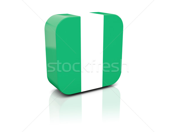 Vierkante icon vlag Nigeria reflectie witte Stockfoto © MikhailMishchenko