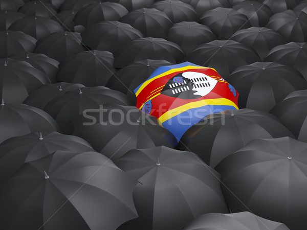 Parasol banderą Suazi czarny parasole deszcz Zdjęcia stock © MikhailMishchenko