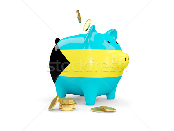 Fat piggy bank with fag of bahamas Stock photo © MikhailMishchenko