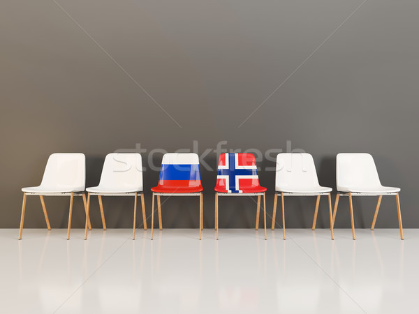 Chairs with flag of Russia and norway Stock photo © MikhailMishchenko