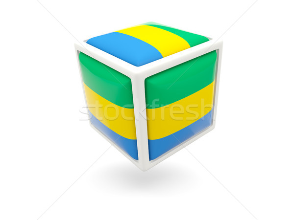 Stockfoto: Vlag · Gabon · kubus · icon · geïsoleerd · witte