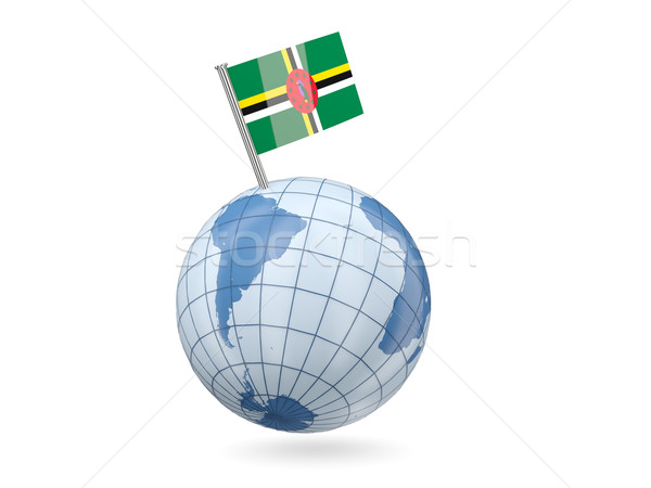 Globo bandeira Dominica azul isolado branco Foto stock © MikhailMishchenko