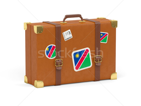 [[stock_photo]]: Valise · pavillon · Namibie · Voyage · isolé · blanche