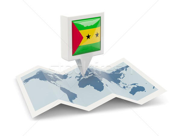 Square pin with flag of sao tome and principe on the map Stock photo © MikhailMishchenko