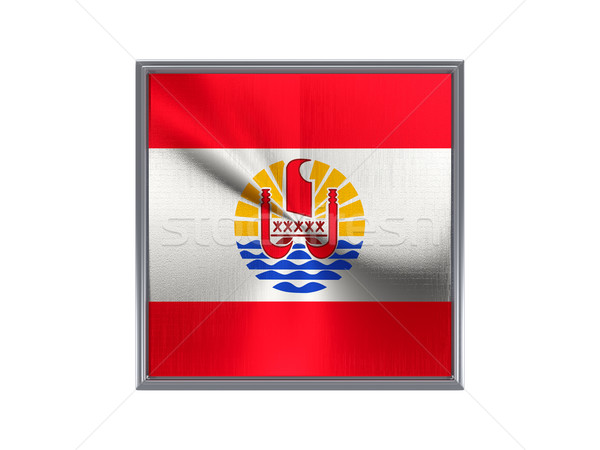 Square metal button with flag of french polynesia Stock photo © MikhailMishchenko