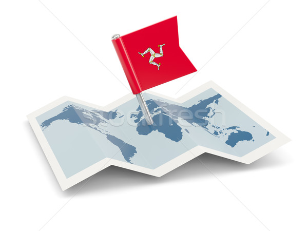 Stock photo: Map with flag of isle of man