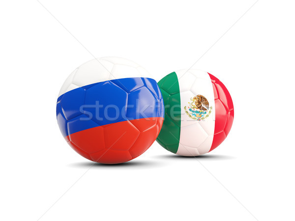 Two footballs with flags of Russia and Mexico isolated on white Stock photo © MikhailMishchenko