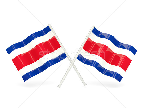 Bandeira Costa Rica dois ondulado bandeiras isolado Foto stock © MikhailMishchenko