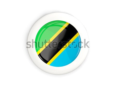 Foto stock: Adesivo · bandeira · Tanzânia · isolado · branco · viajar