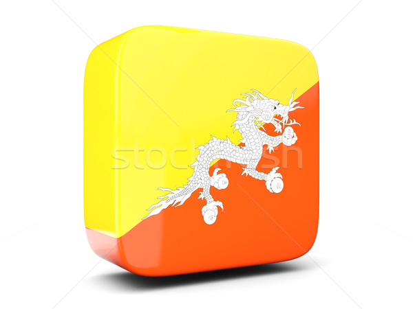 Vierkante icon vlag Bhutan 3d illustration geïsoleerd Stockfoto © MikhailMishchenko