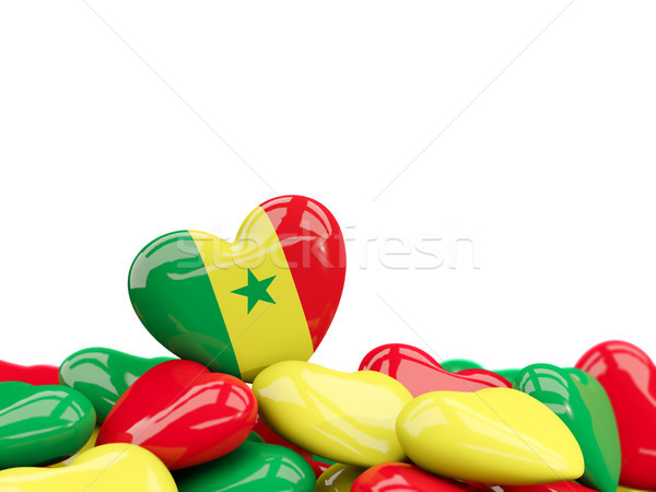 Foto stock: Coração · bandeira · Senegal · topo · corações · isolado