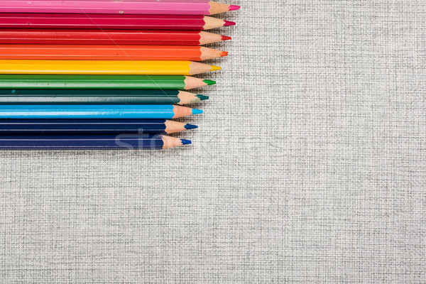 Szívárványszínű ceruzák közelkép izolált fehér toll Stock fotó © MikhailMishchenko