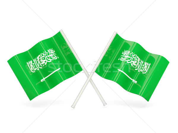 Stockfoto: Vlag · Saoedi-Arabië · twee · golvend · vlaggen · geïsoleerd