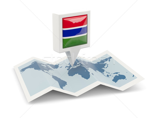 Cuadrados pin bandera Gambia mapa viaje Foto stock © MikhailMishchenko