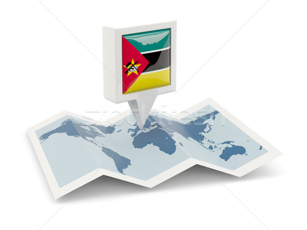 Square pin with flag of mozambique on the map Stock photo © MikhailMishchenko